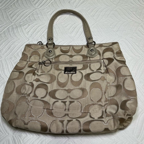 Coach Handbags - Coach Poppy Glam Women’s Metallic $ Camel Shoulder Tote Bag